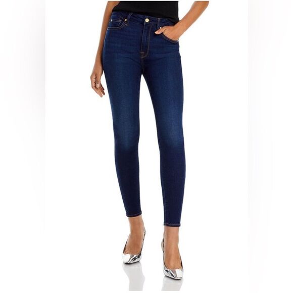 7 For All Mankind mid rise The Skinny in dark blue wash NWT. 30 - Picture 1 of 9